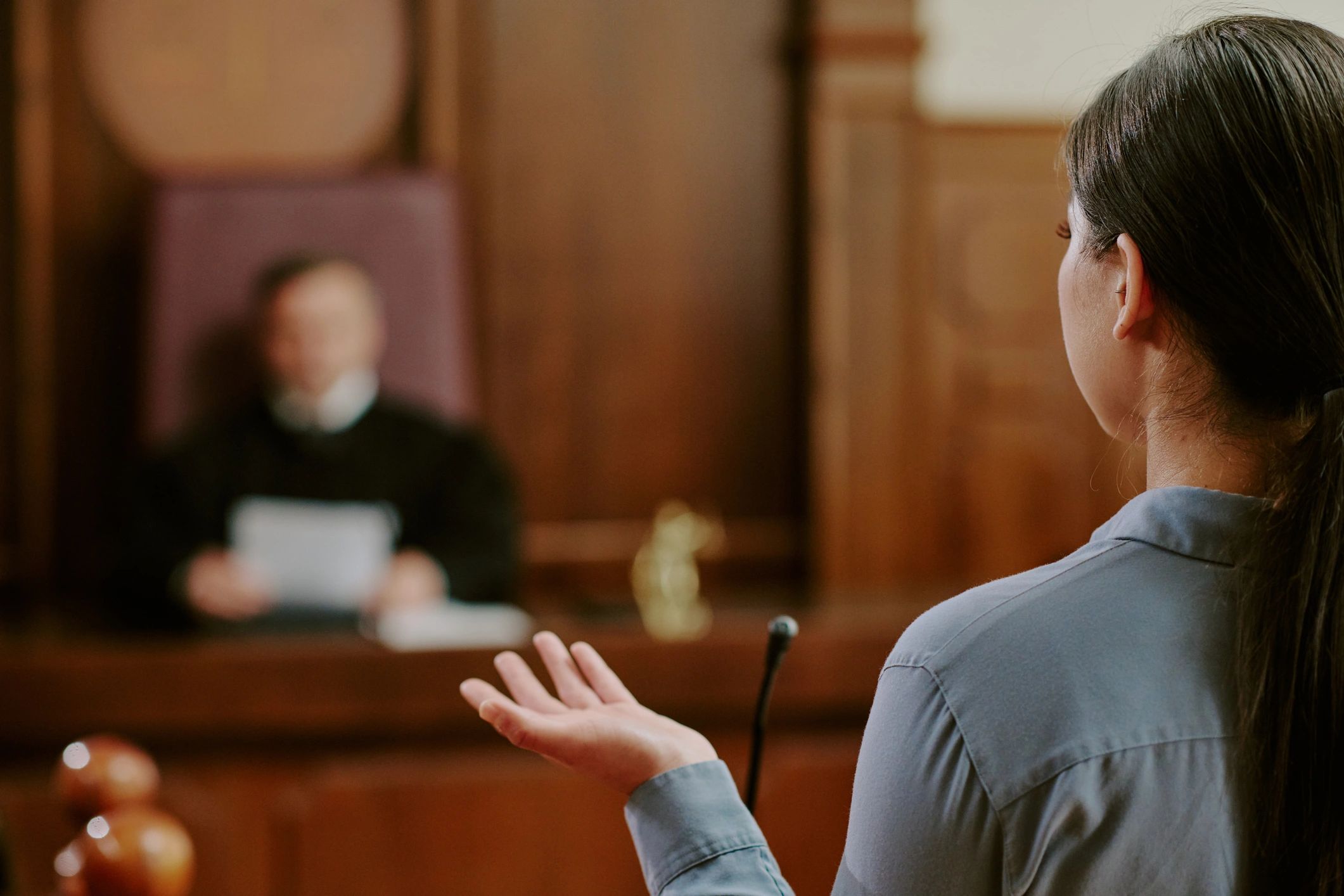 professional woman judge in courtroom